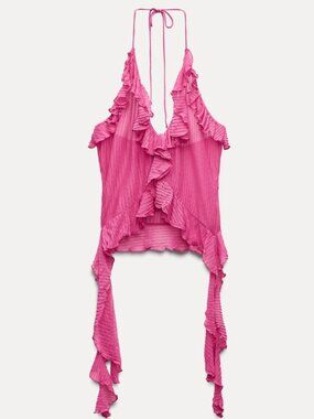 Zara Tie Dye Satin Effect Draped Top, NWT M